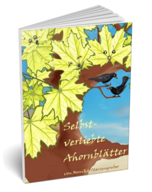 Ein Buch mit einem bunten Cover, Vögel und Blattwerk sind abgebildet.